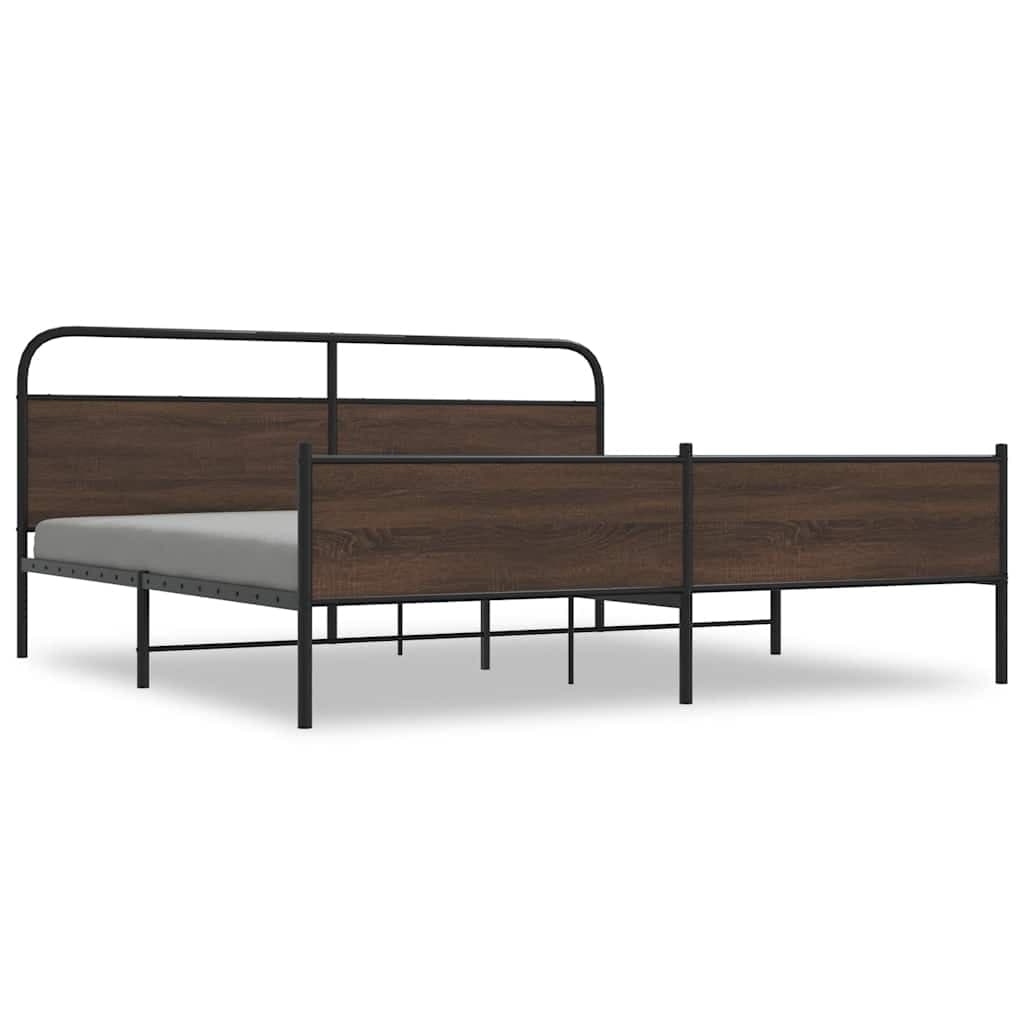 vidaXL Estrutura Cama sem Colchão 193x203 cm Metal Carvalho Castanho - 3749553027
