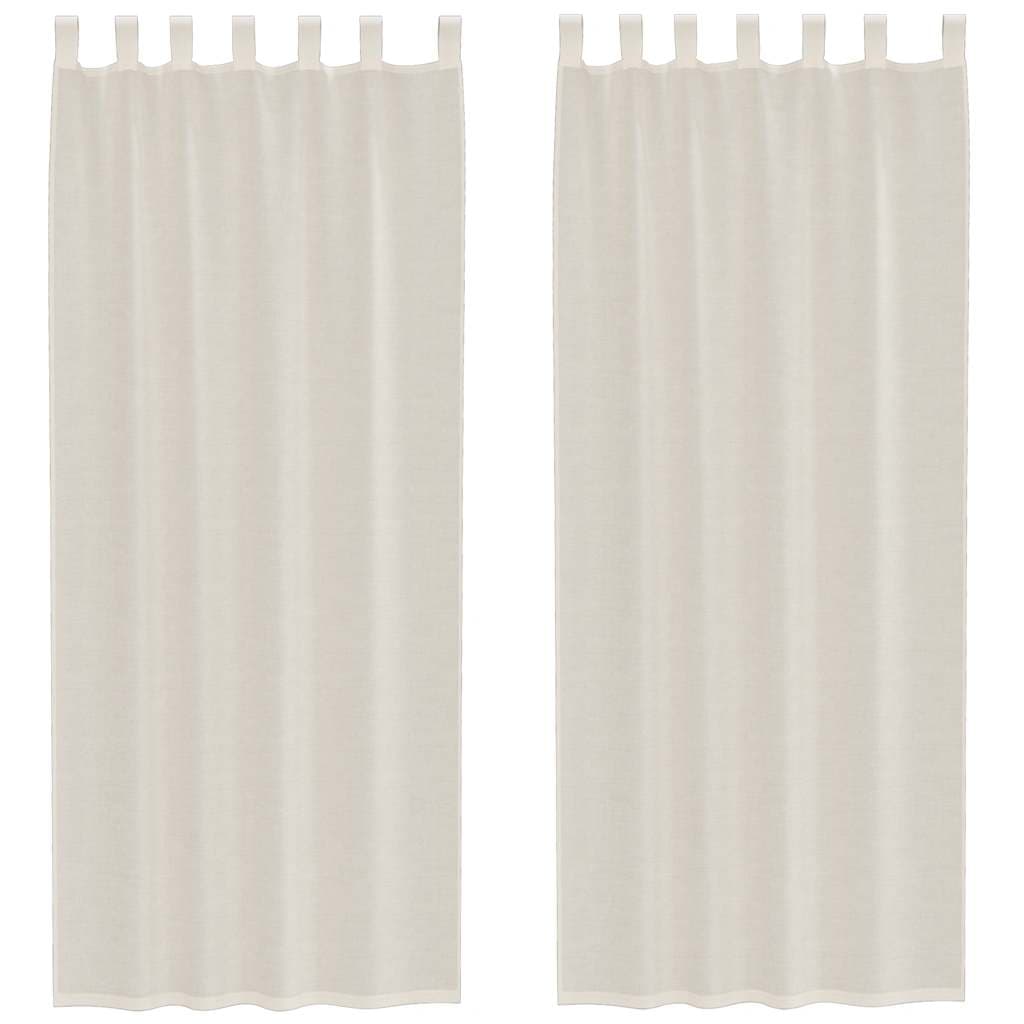 vidaXL Cortinas de voile com aba 2 pcs creme