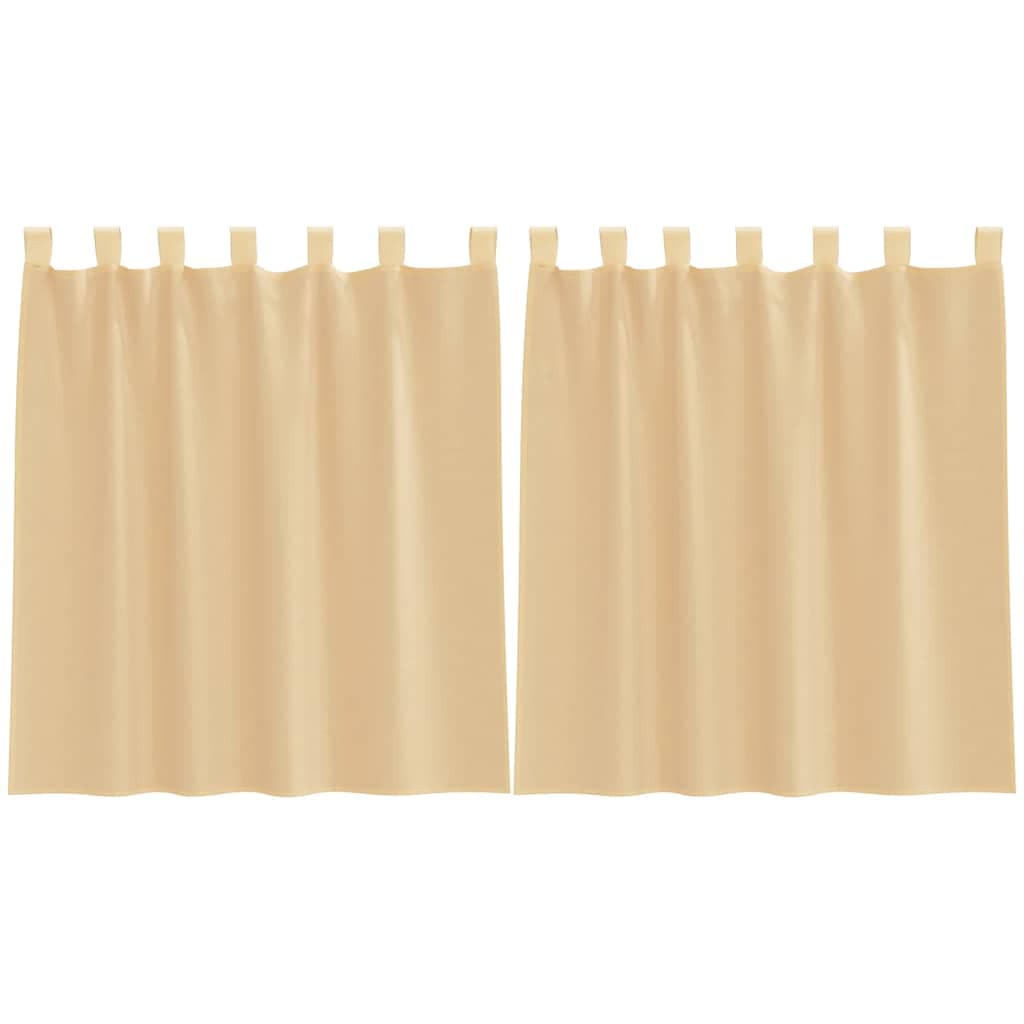 vidaXL Cortinas de voile com laços 2 pcs areia 140x140 cm