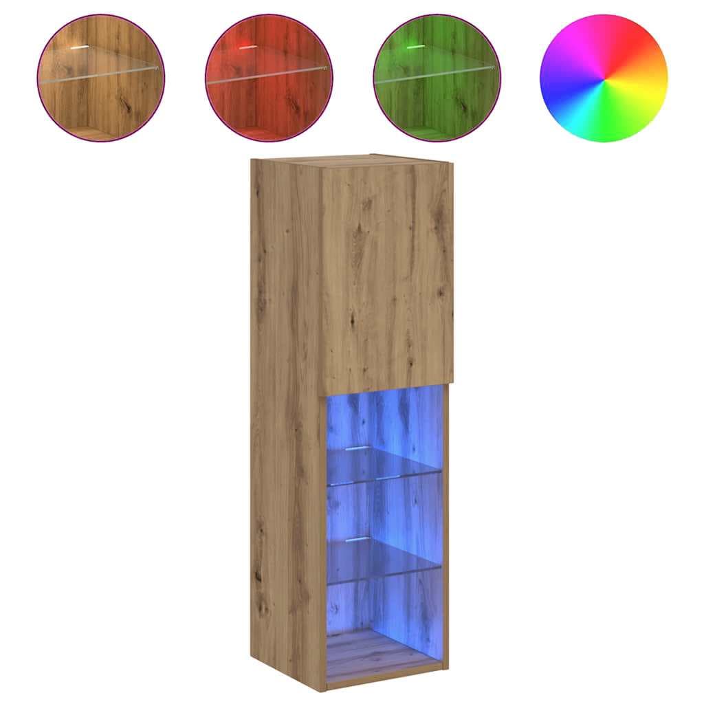 vidaXL Móvel de TV com Luzes led 30,5x30x102 cm Carvalho Artisiano - 2710110121