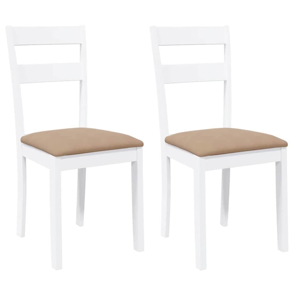 vidaXL Cadeiras de Jantar com Almofadões 2 Peças Madeira Maciça Branco - 3563659870