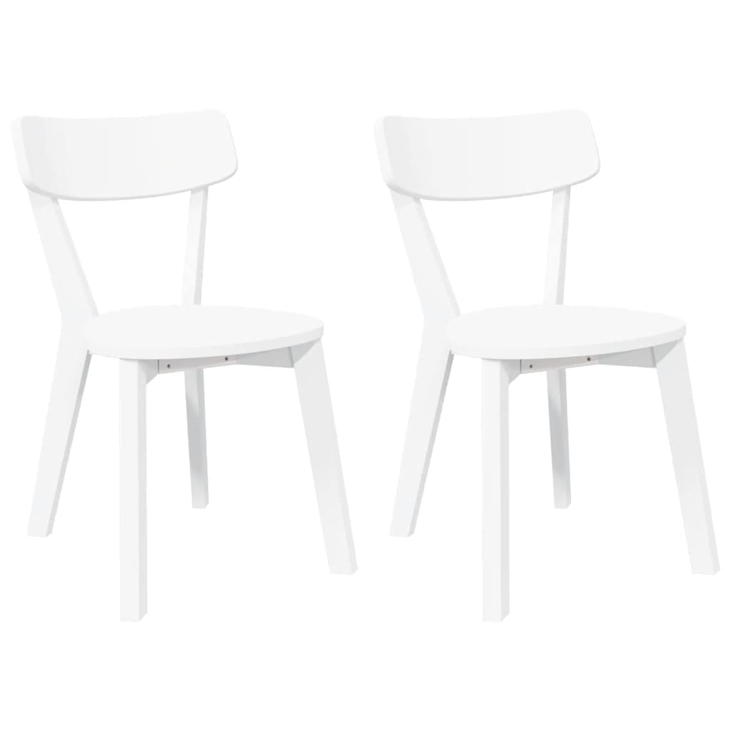 vidaXL Cadeiras de Jantar 2 Peças Madeira de Seringueira Maciça Branco - 1119361439