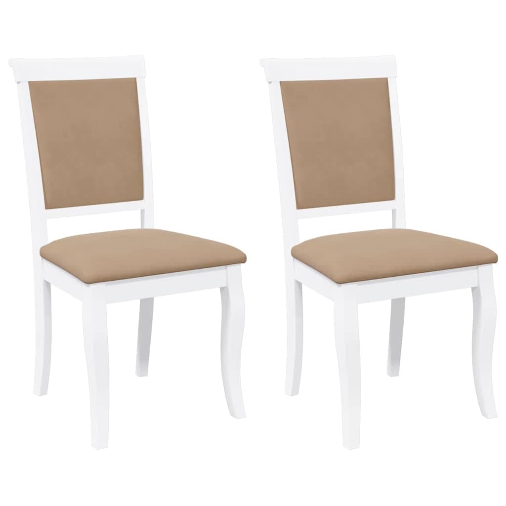 vidaXL Cadeiras de Jantar com Almofadões 2 Peças Madeira Maciça Branco - 559849647