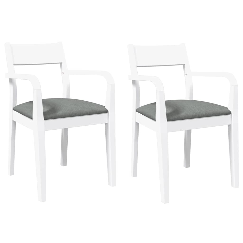 vidaXL Cadeiras de Jantar com Almofadões 2 Peças Madeira Maciça Branco - 2671931398
