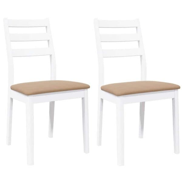 vidaXL Cadeiras de Jantar com Almofadões 2 Peças Madeira Maciça Branco - 761688703