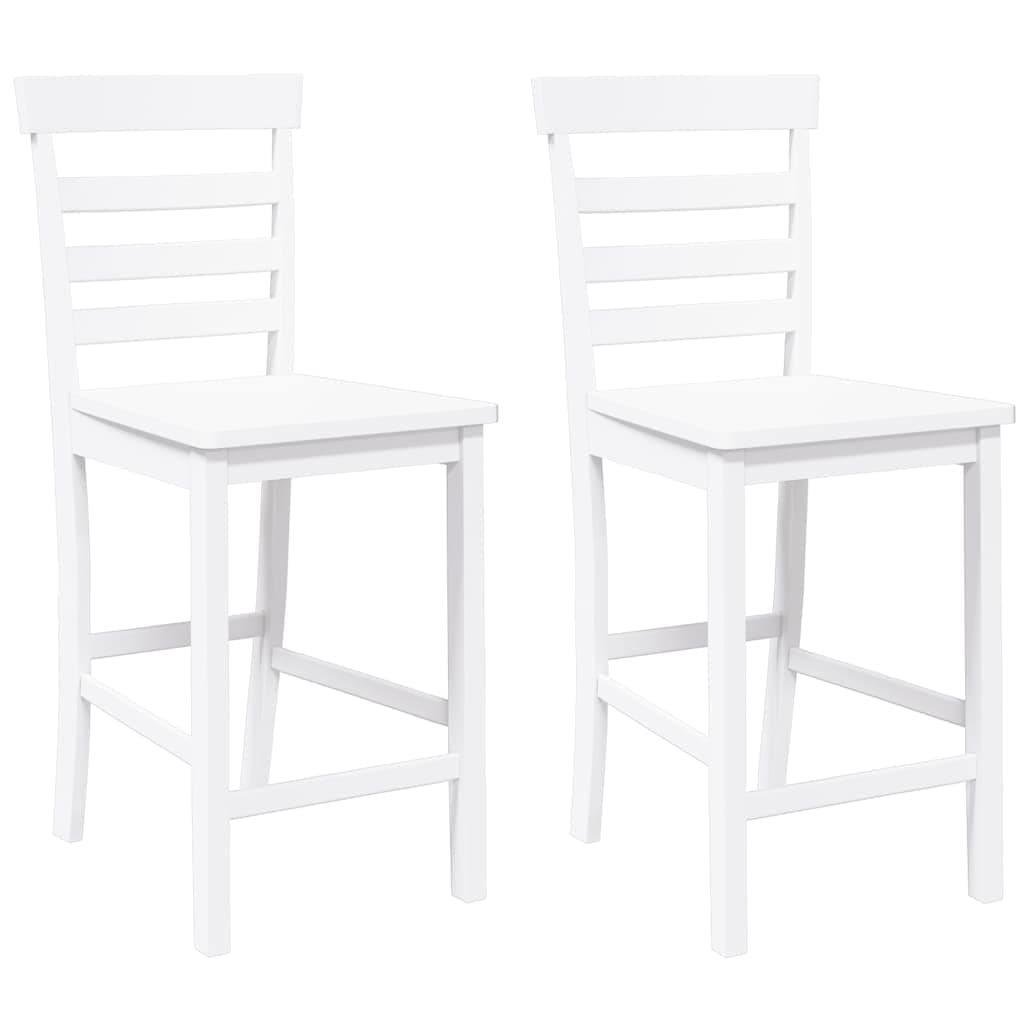 vidaXL Bancos de bar 2 pcs madeira de seringueira maciça branco