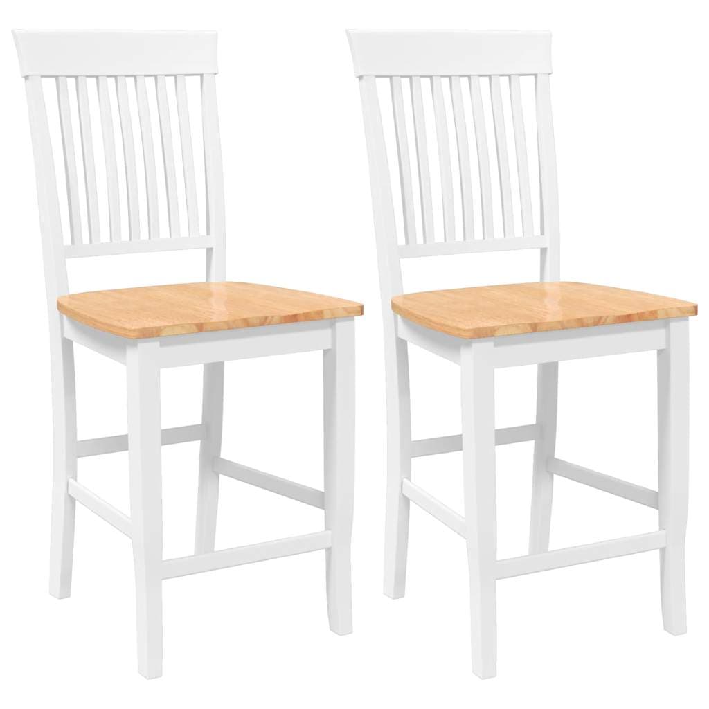 vidaXL Bancos de bar 2 pcs madeira de seringueira maciça branco