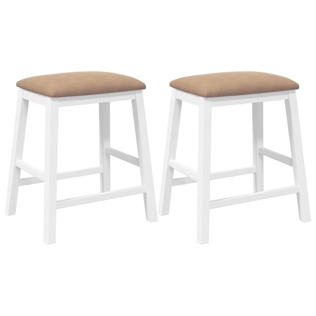 vidaXL Cadeiras de bar c/ almofadões 2pcs madeira seringueira maciça