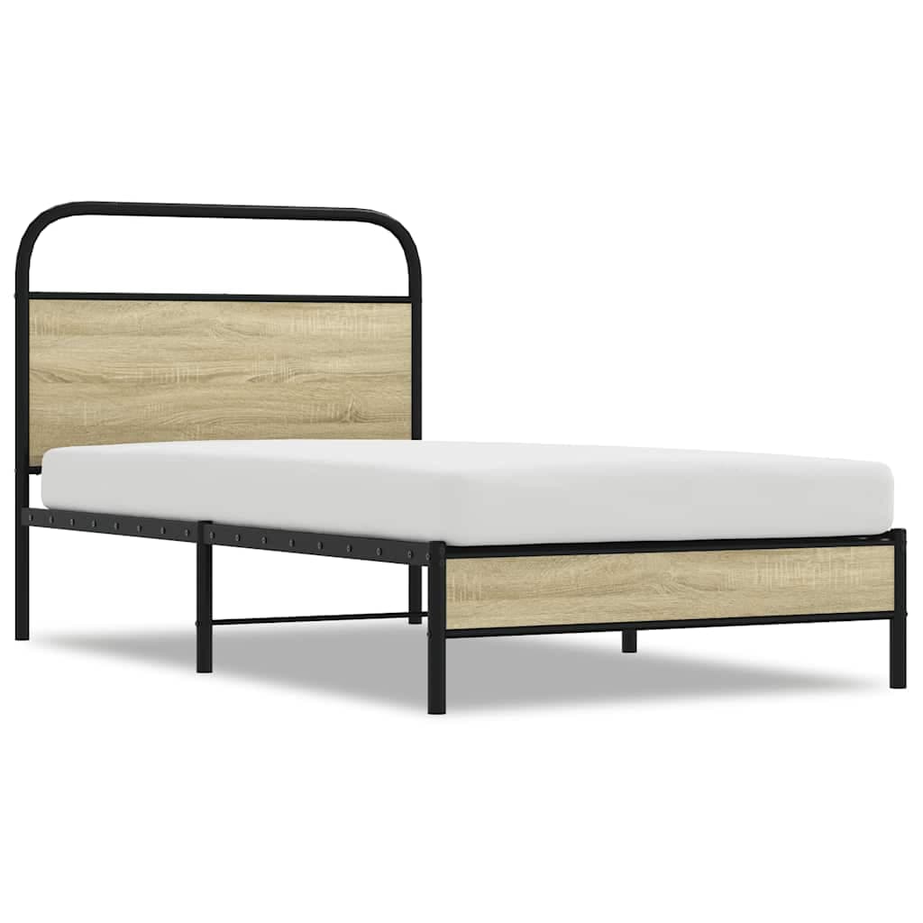 vidaXL Estrutura Cama sem Colchão Derivados de Madeira Carvalho Sonoma - 721364962