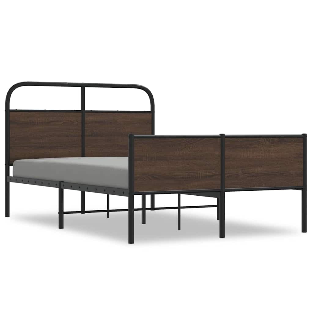 vidaXL Estrutura Cama sem Colchão Derivados Madeira Carvalho Castanho - 743475660