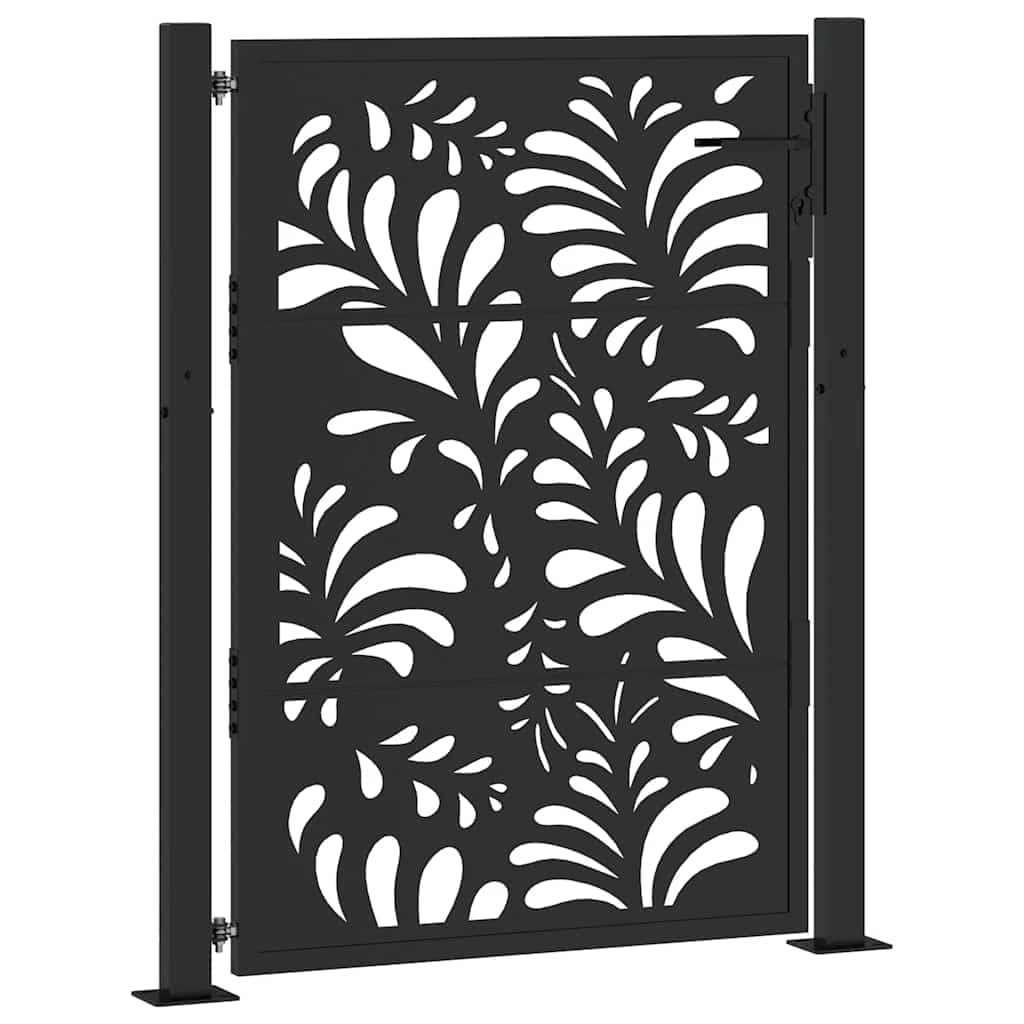 vidaXL Portão de Jardim 105x130 cm Preto Projeto de Onda de Aço - 487380729