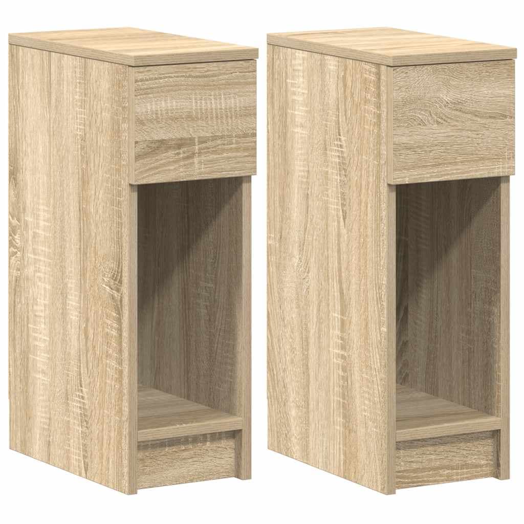 vidaXL Mesas de cabeceira com gaveta 2 pcs 20x36x60 cm carvalho sonoma
