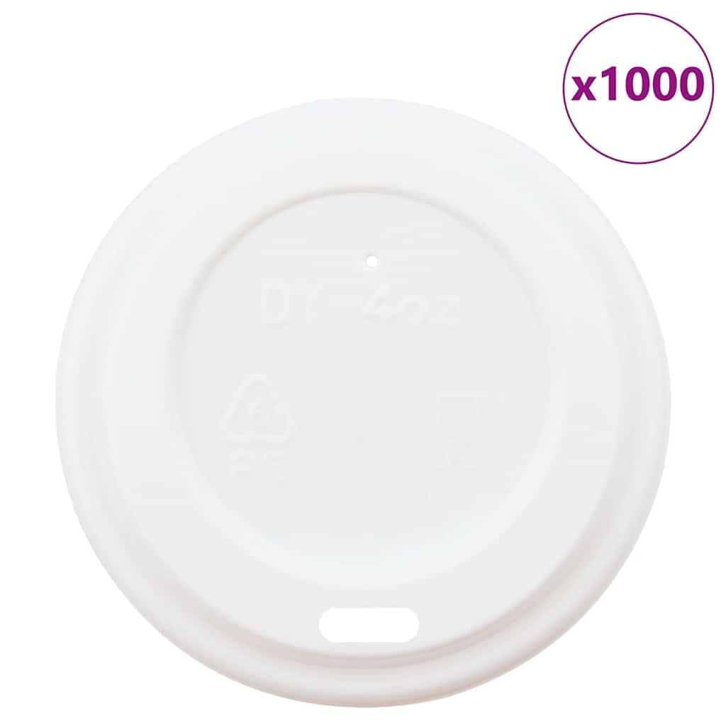 vidaXL Tampas para copos café papel Ø60 mm 4oz 1000 un plástico branco