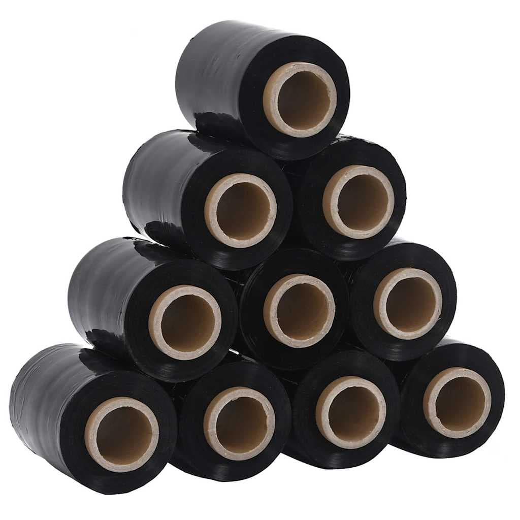 vidaXL Películas extensíveis 10 unid Preto 23 μm 10 cm x 300 m