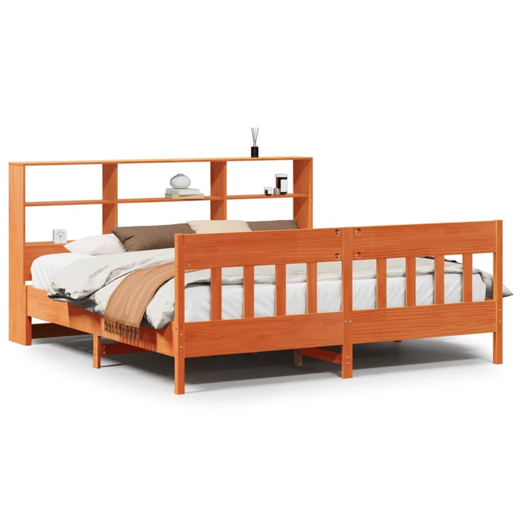 vidaXL Cama sem colchão 200x200 cm pinho maciço castanho-mel