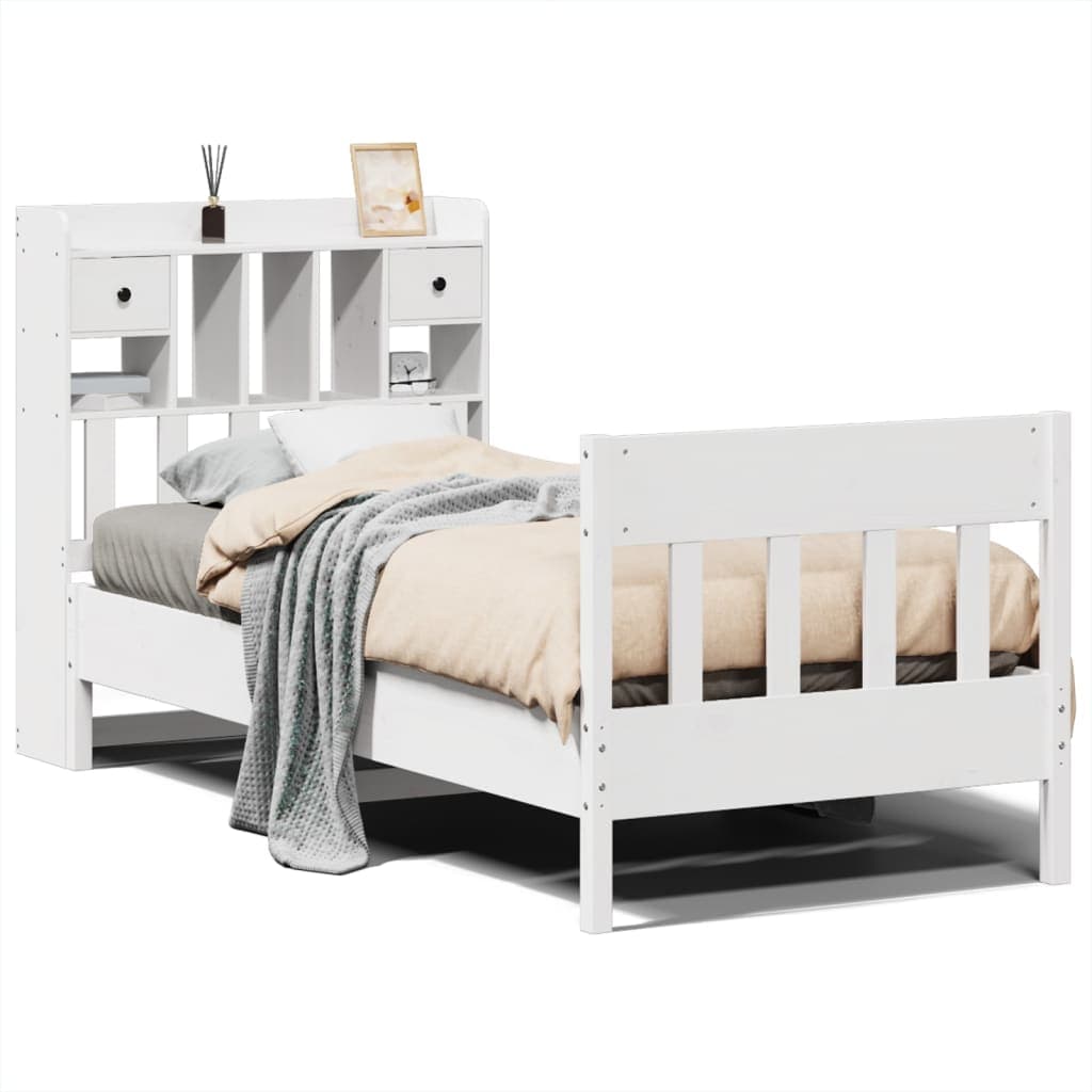 vidaXL Cama sem colchão 90x190 cm madeira de pinho maciça branco