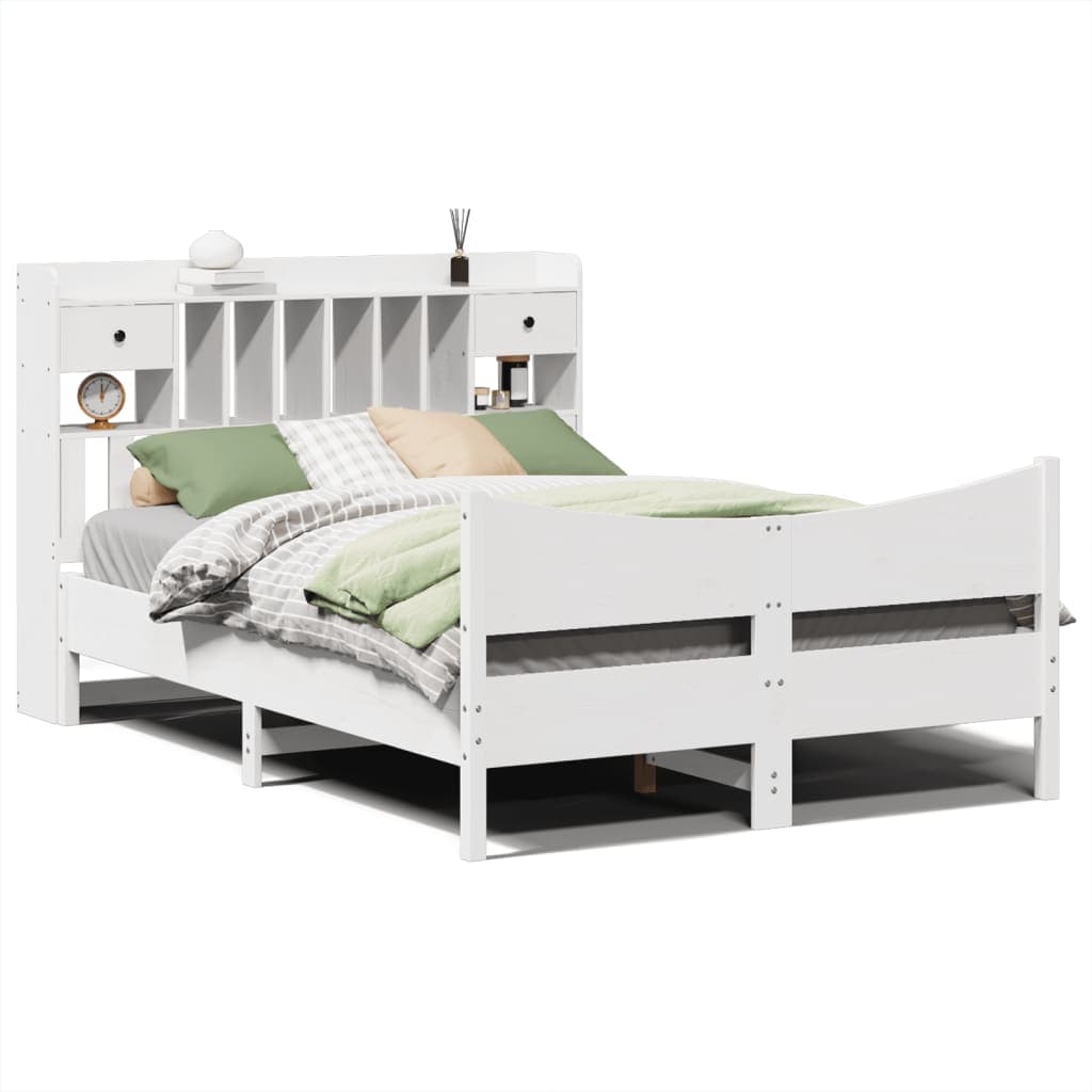 vidaXL Cama sem Colchão 150x200 cm Madeira de Pinho Maciça Branco - 8721158621627