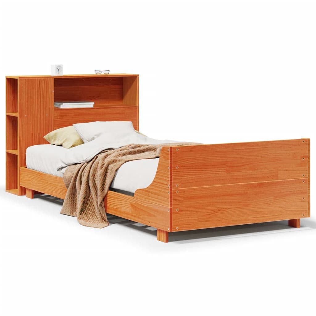 vidaXL Cama sem colchão 100x200 cm pinho maciço castanho-mel