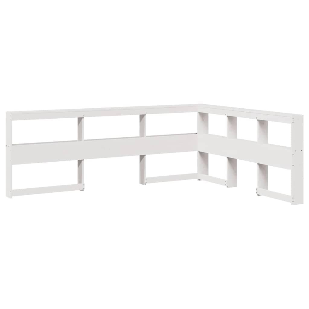 vidaXL Estante cabeceira forma de L 160 cm madeira pinho maciça branco