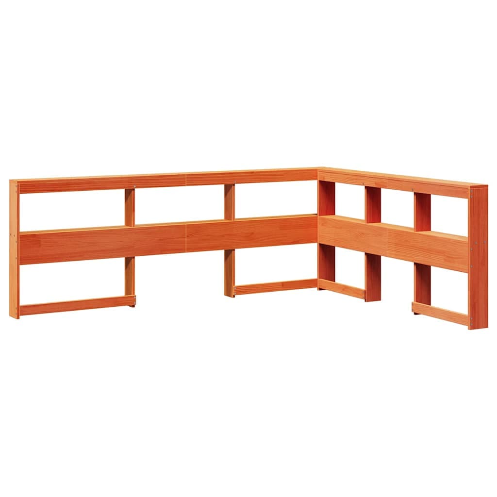 vidaXL Estante cabeceira forma de L 140 cm pinho maciço castanho-mel