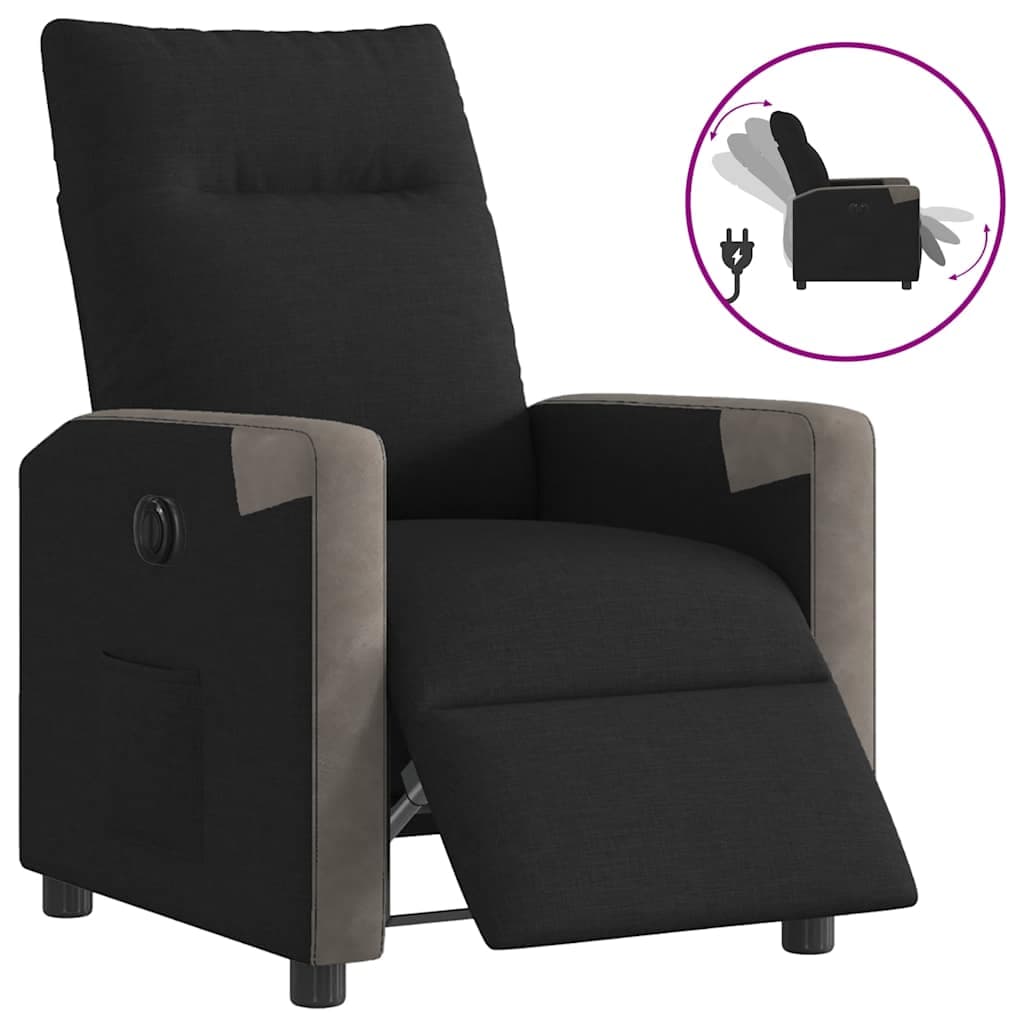 vidaXL Poltrona Elétrica Reclinável Tecido Preto - 109497127