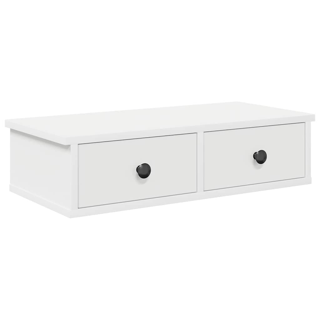 vidaXL Prateleira parede c/ gavetas 60x28x15 cm deriv. madeira branco