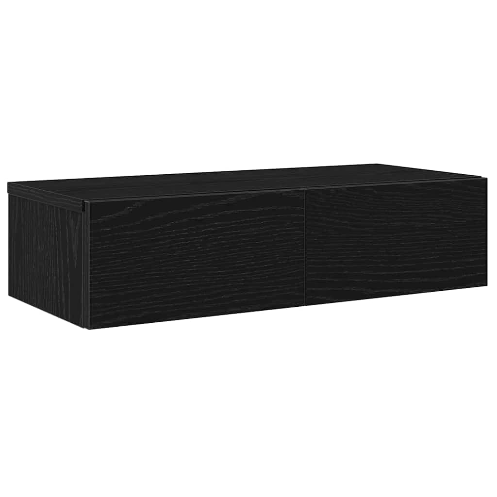 vidaXL Prateleira Parede com Gavetas 60x26,5x15 cm Derivados Madeira Preto - 605539952