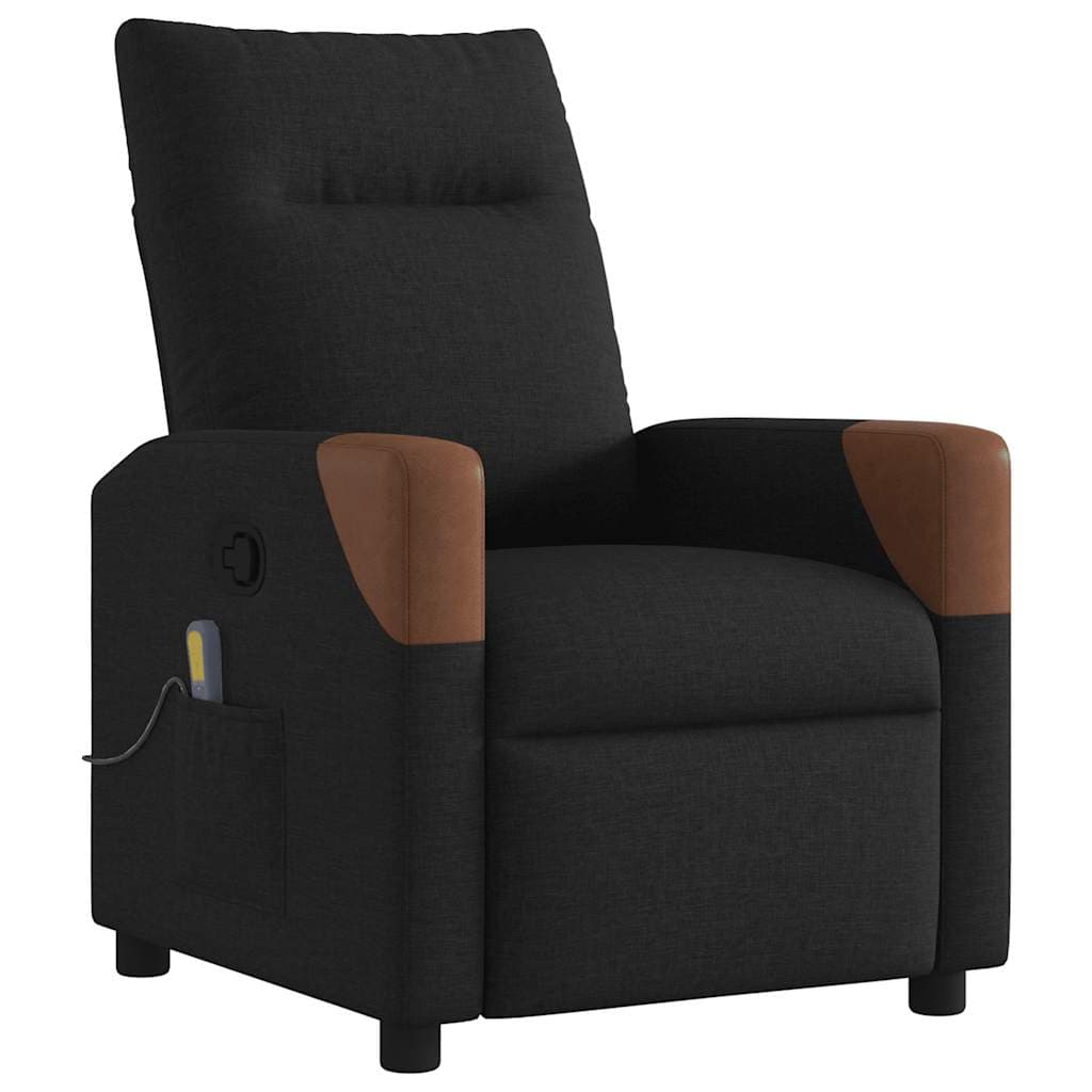vidaXL Poltrona de Massagens Reclinável Tecido Preto - 3156882619