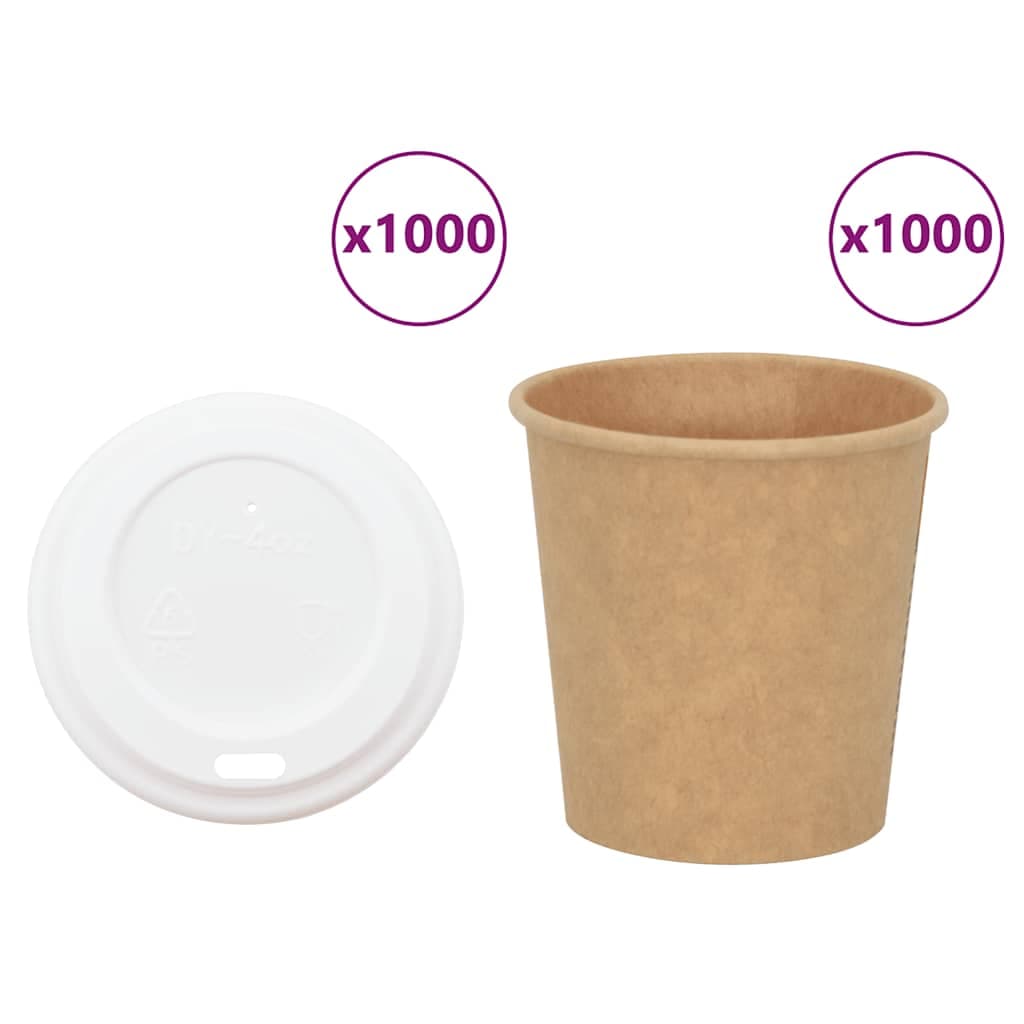 vidaXL Copos de café de papel com tampas 1000 pcs 4oz 100ml