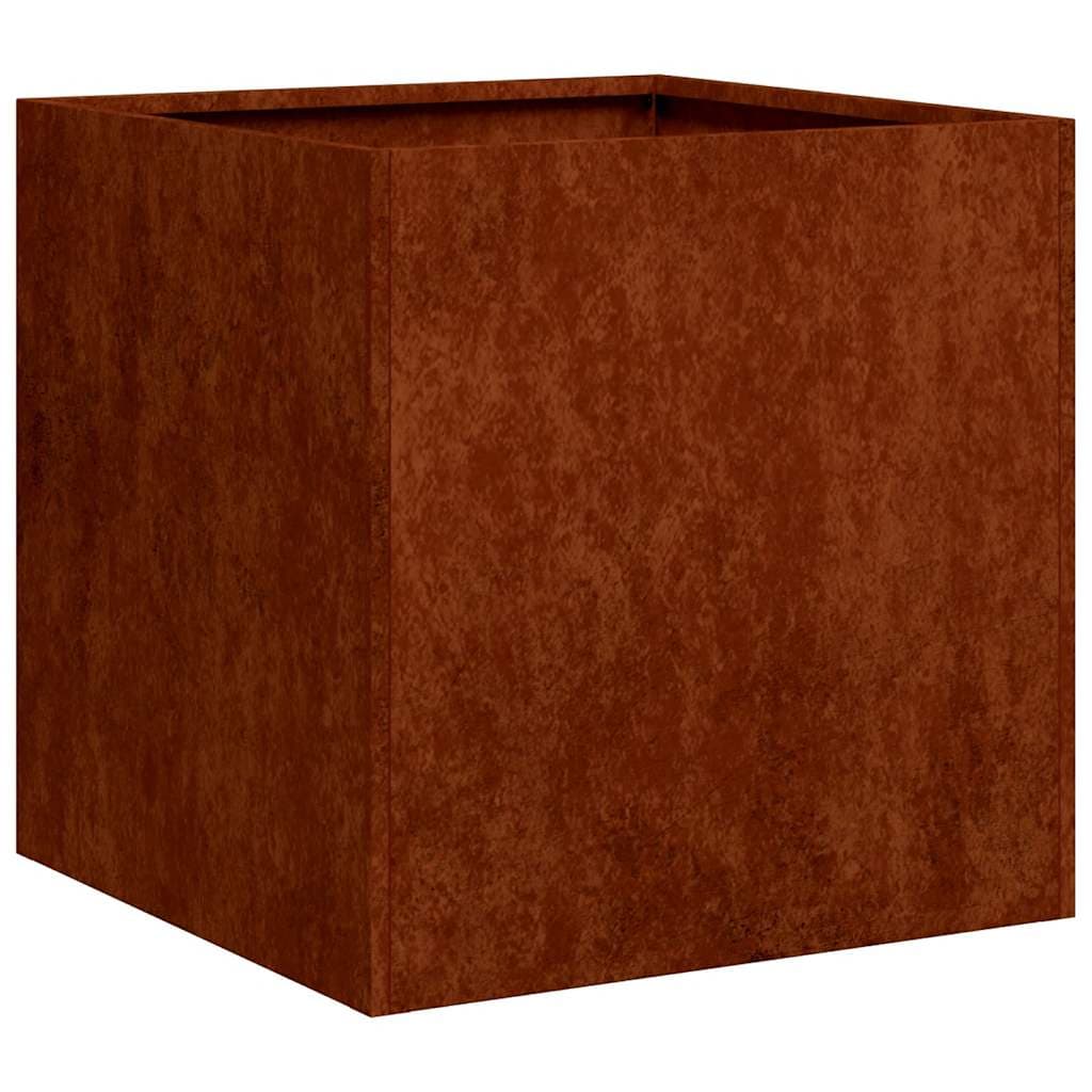 vidaXL Floreira enferrujada 40x40x40 cm aço resistente