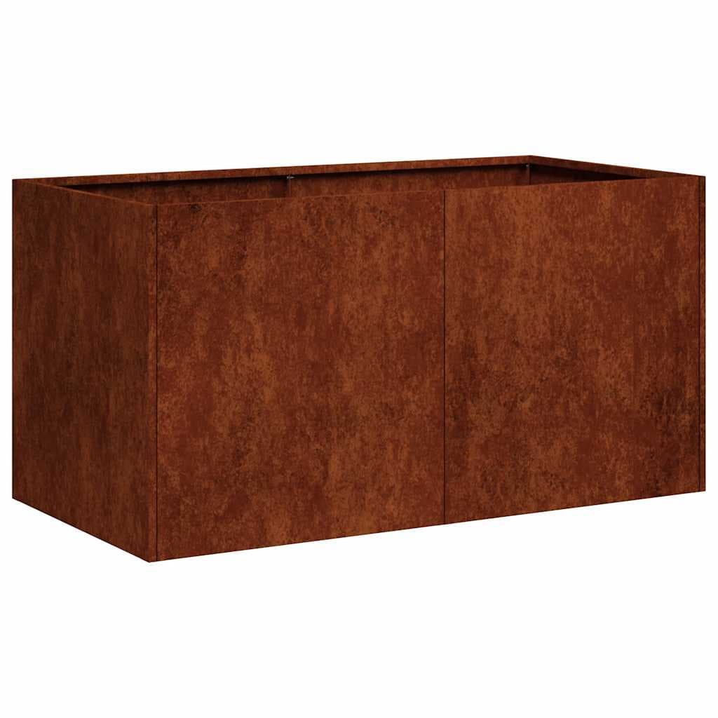 vidaXL Floreira enferrujada 80x40x40 cm aço resistente
