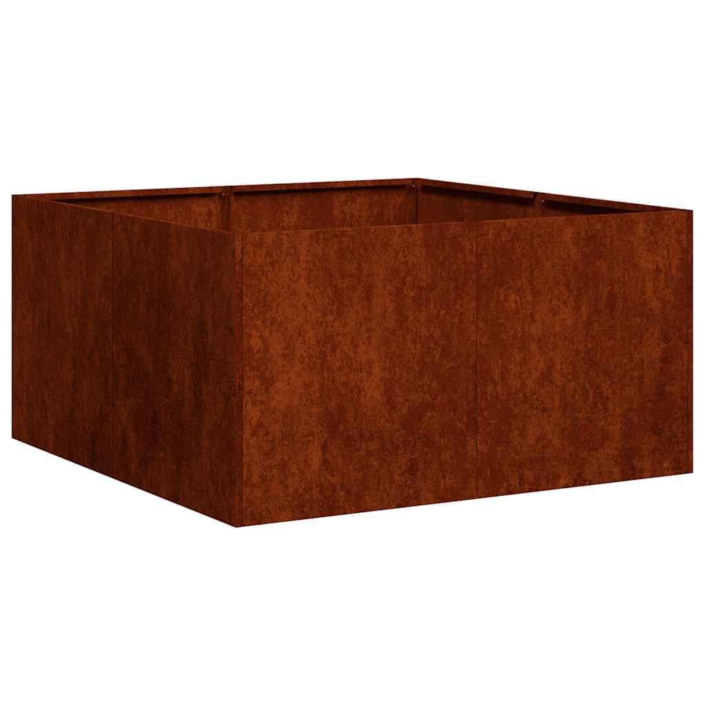 vidaXL Floreira enferrujada 80x80x40 cm aço resistente