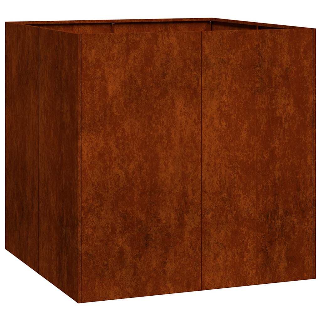 vidaXL Floreira enferrujada 80x80x80 cm aço resistente