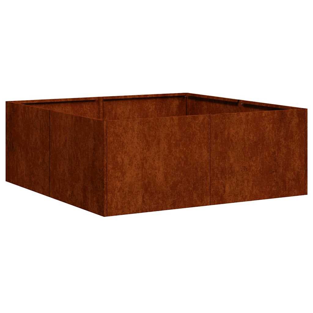 vidaXL Floreira enferrujada 80x80x30 cm aço resistente