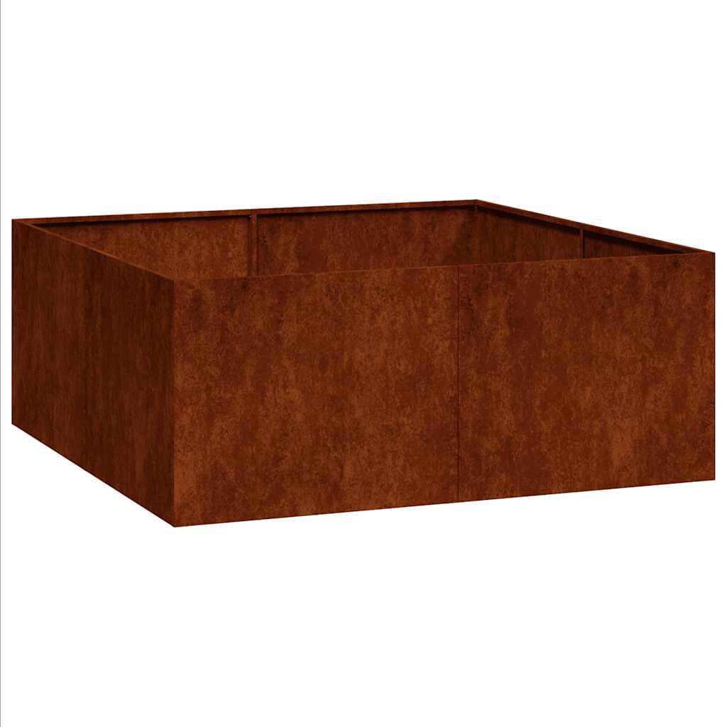 vidaXL Floreira enferrujada 100x100x40 cm aço resistente