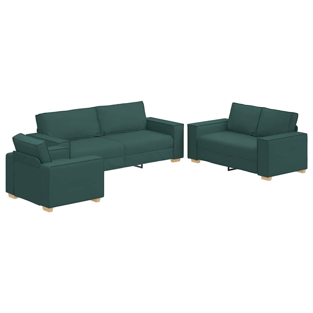 vidaXL Sofá 3 pcs Verde Escuro 220 x 80 x 84 cm