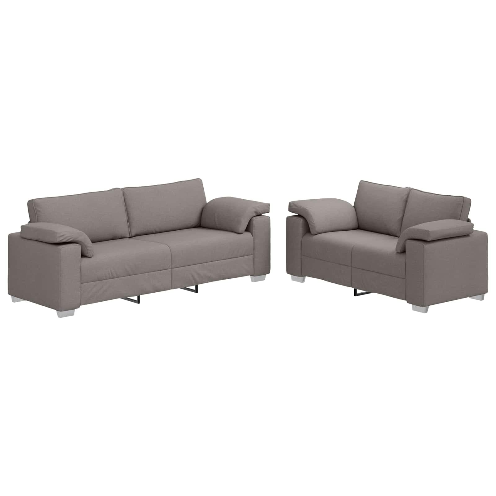 vidaXL Sofá 2 pcs Cinzento-acastanhado 219 x 80 x 82 cm tecido