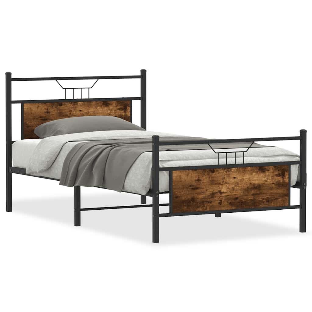 vidaXL Estrutura de Cama sem Colchão 107x203 cm Carvalho Fumado - 2662028046