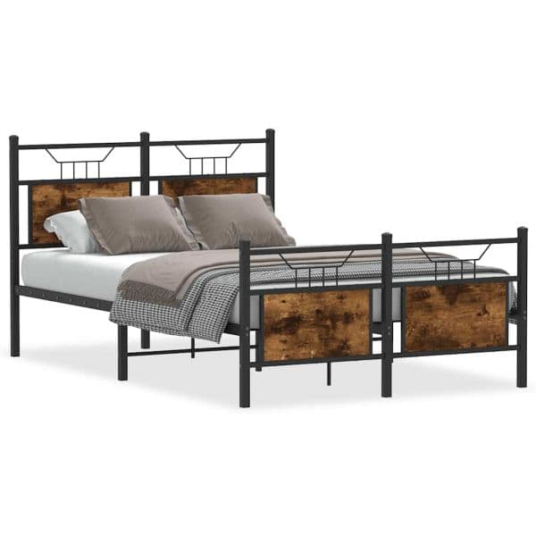 vidaXL Estrutura Cama sem Colchão Derivados de Madeira Carvalho Fumado - 236211871