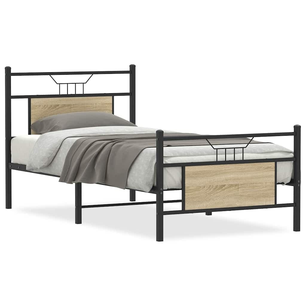 vidaXL Estrutura Cama sem Colchão Derivados de Madeira Carvalho Sonoma - 1994683861
