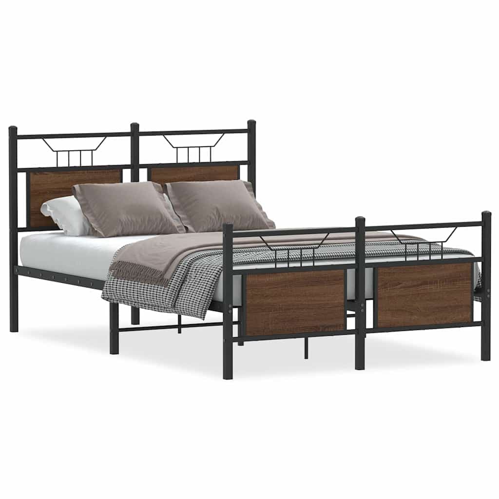 vidaXL Estrutura cama s/ colchão derivados madeira carvalho castanho
