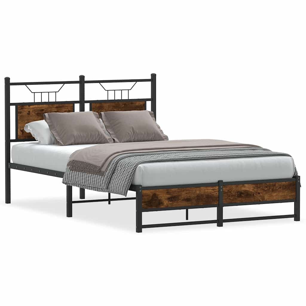 vidaXL Estrutura de cama s/ colchão derivados madeira carvalho fumado