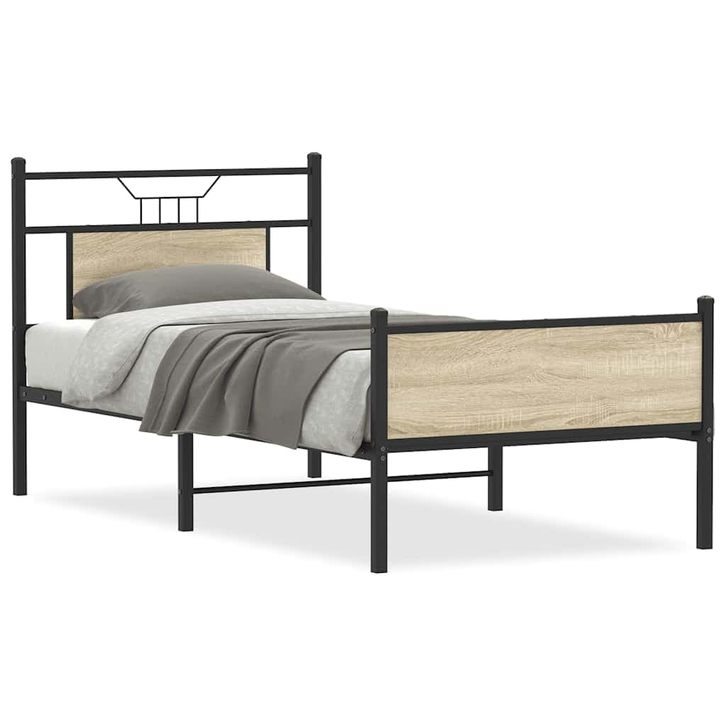vidaXL Estrutura cama s/ colchão derivados de madeira carvalho sonoma