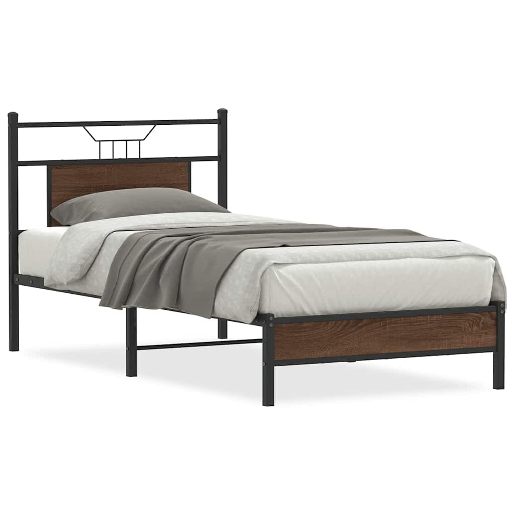 vidaXL Estrutura Cama sem Colchão Derivados Madeira Carvalho Castanho - 2971934168