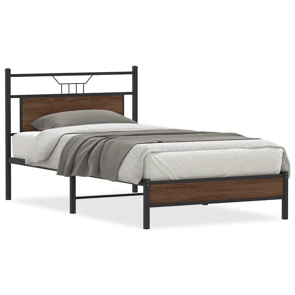 vidaXL Estrutura de Cama sem Colchão 107x203 cm Carvalho Castanho - 2710134962