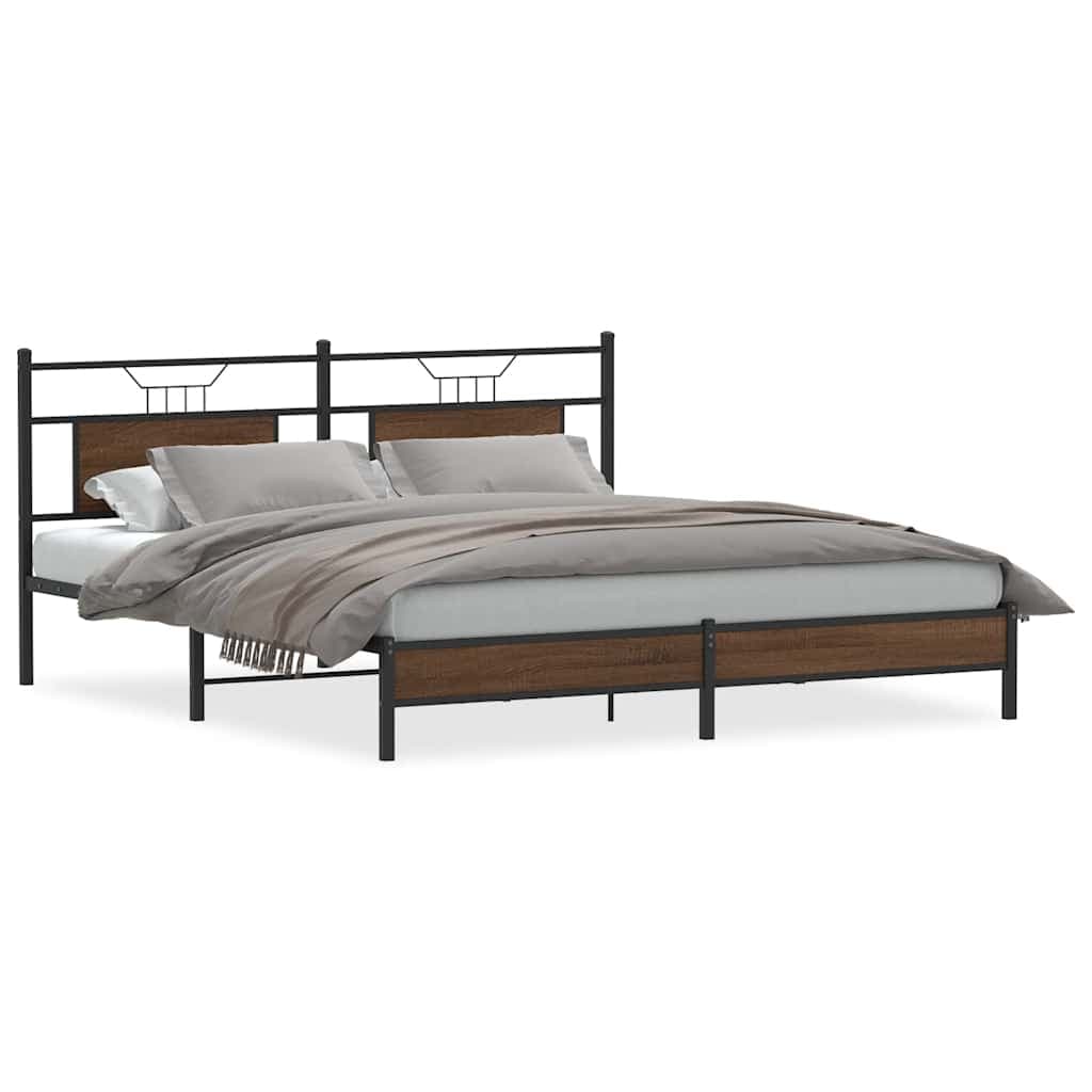 vidaXL Estrutura de Cama S/ Colchão Derivados Madeira Carvalho Castanho - 3075240862