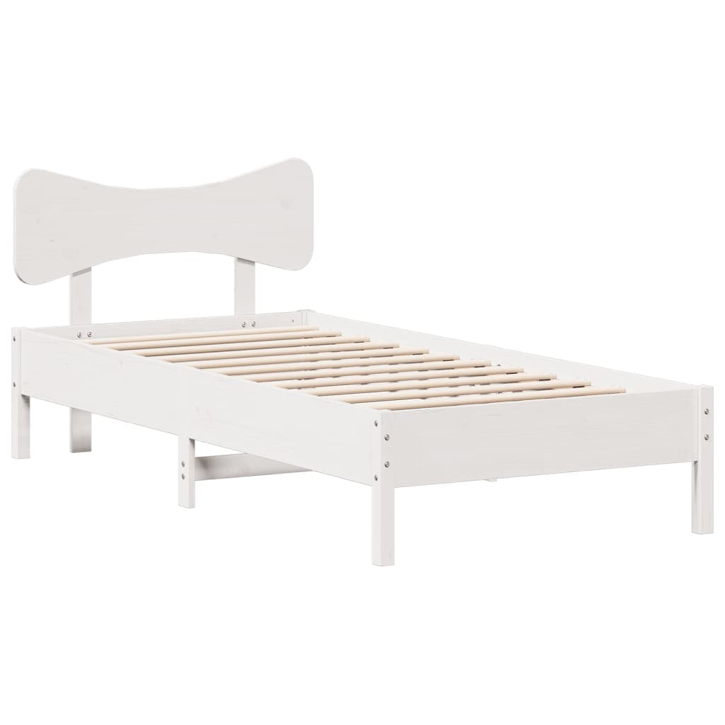vidaXL Cama sem Colchão 100x200 cm Madeira de Pinho Maciça Branco - 1005756594