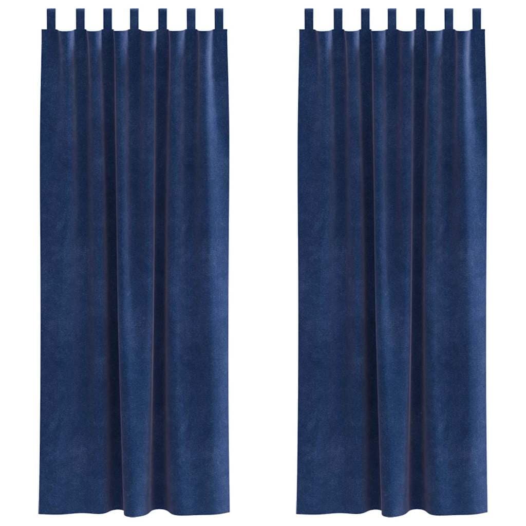 vidaXL Cortinas opacas 2 pcs Azul Escuro 140 x 245 cm Veludo