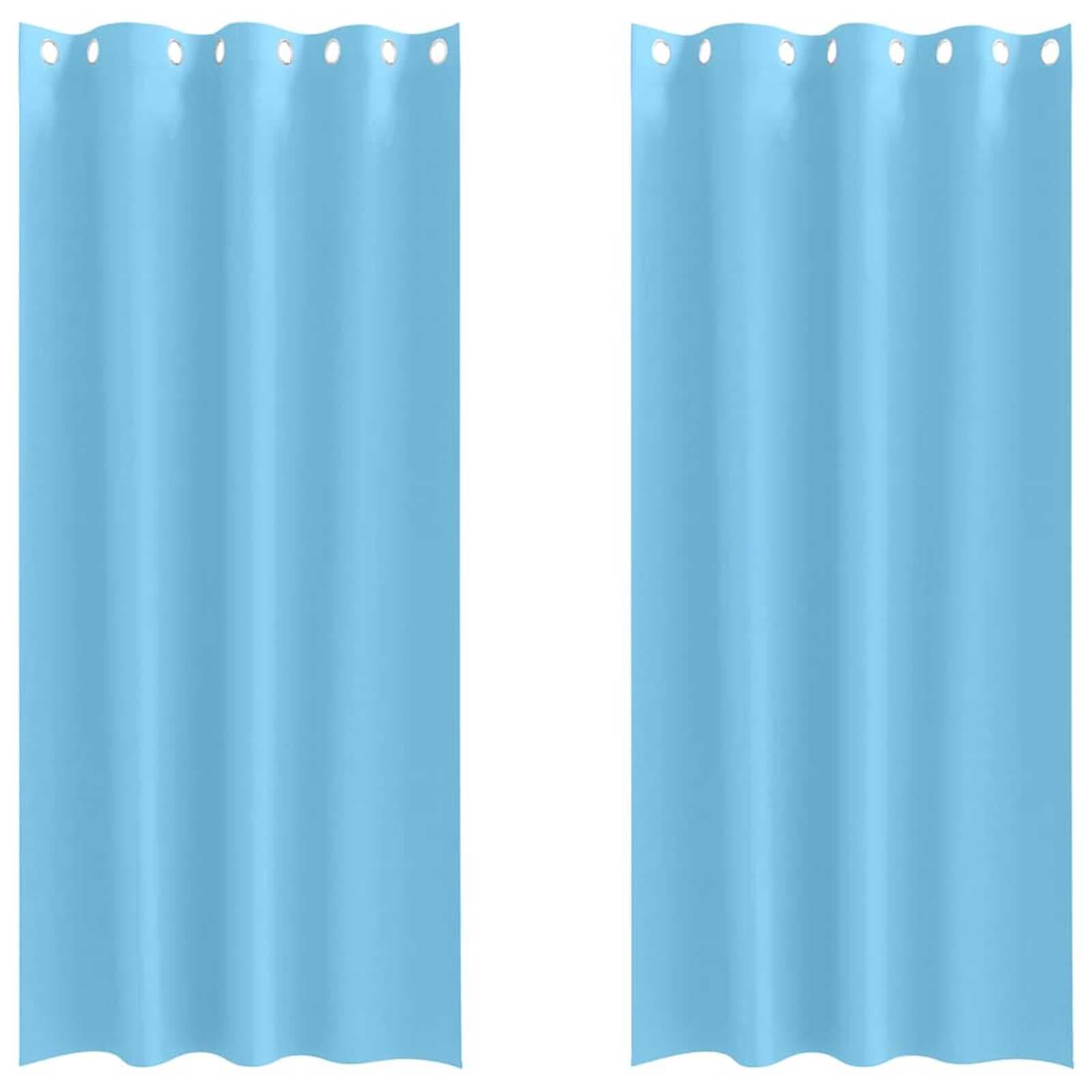 vidaXL Cortinas Blackout com Argolas 2 pcs Azul Claro 260 x 140 cm