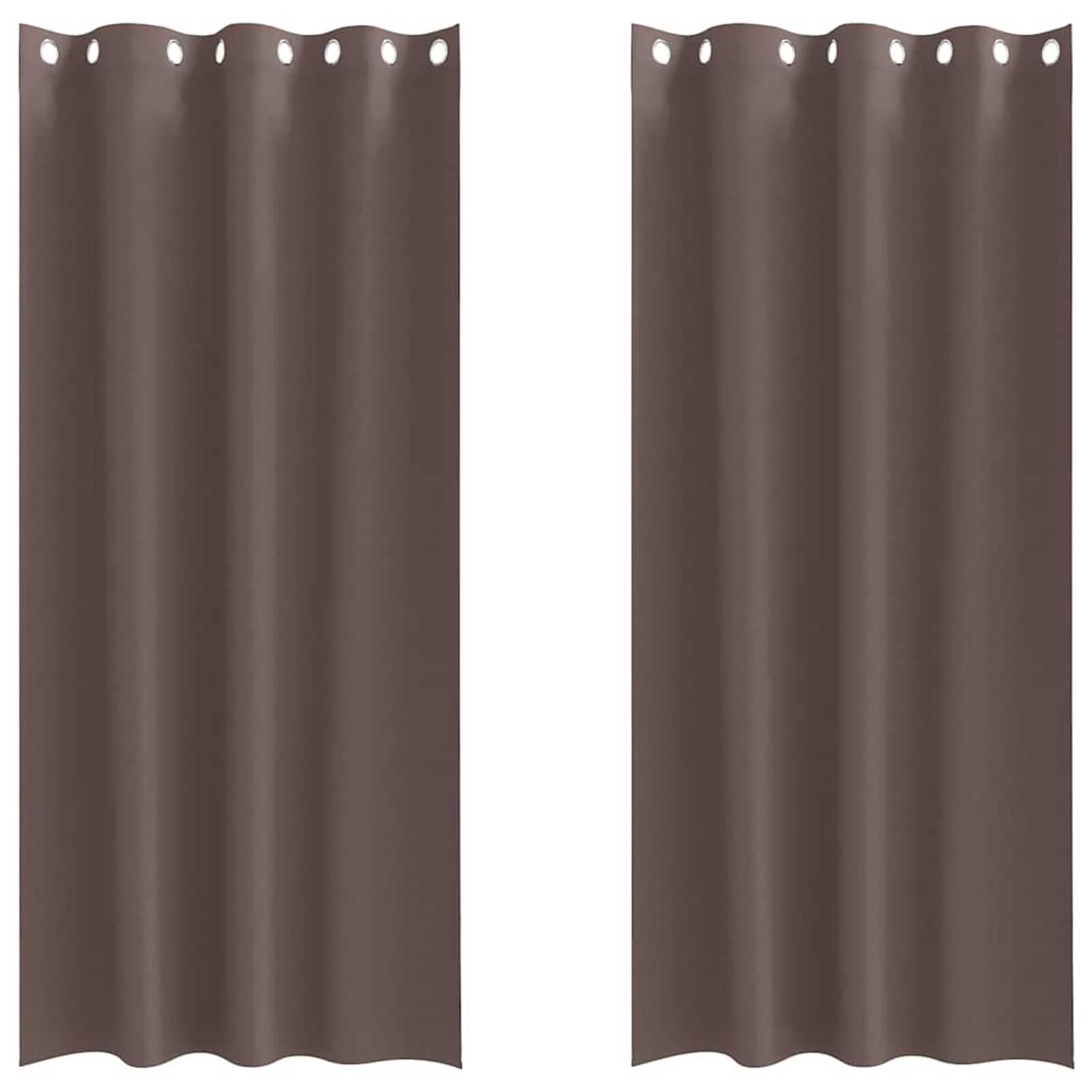 vidaXL Cortinas Blackout com Argolas 2 pcs Marrom Escuro 245 x 140 cm
